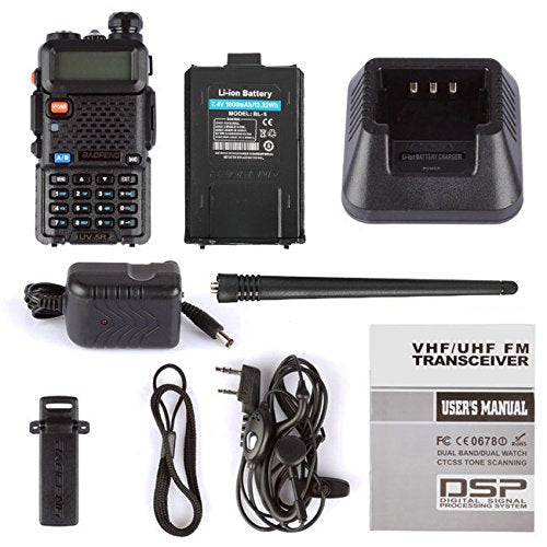 BaoFeng UV-5R Dual Band Two Way Radio Outdoor with LED Flashlight Walkie Talkie for Adults Long Range(Black)