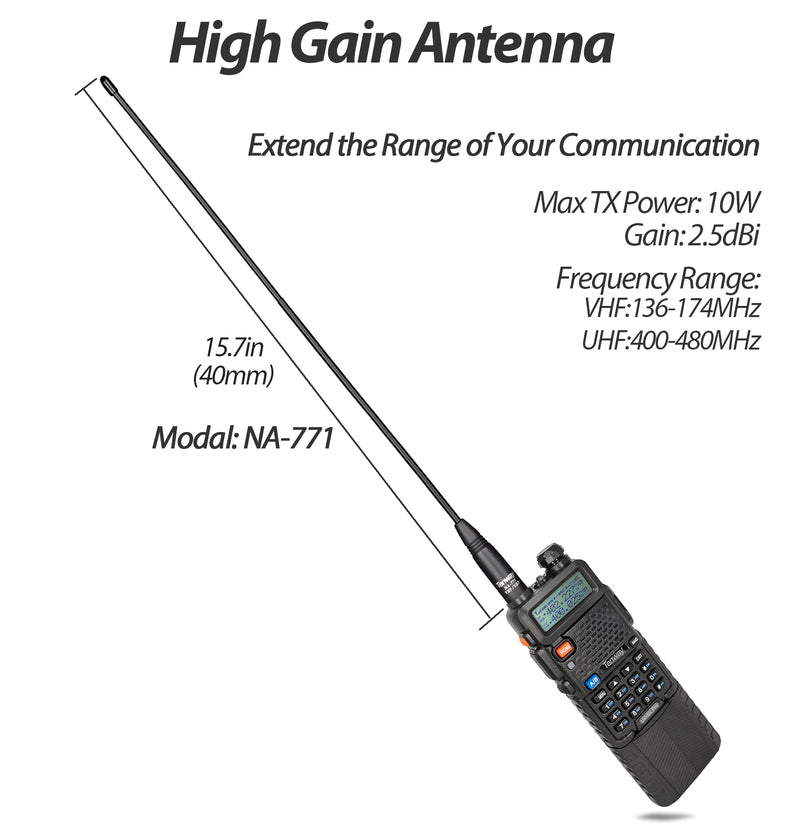 Ham Radio UV-5R Pro Dual Band Two Way Radio with More 3800mAh Battery and Handheld MIC and NA-771 Antenna and USB Programming Cable